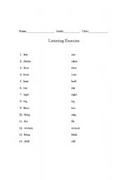 English worksheet: Grade 2 Listening Exercise