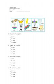 English worksheet: knowing food and drink