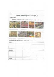 English worksheet: I went to the shops and I bought - PART 1