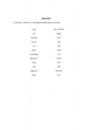 English worksheet: Adjective Opposites