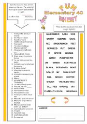English Worksheet: Fun Sheet Elementary 40