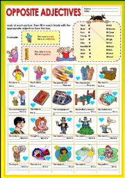 English Worksheet: Opposite Adjectives + KEY