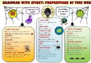 EASY GRAMMAR WITH SPIDEY! - PREPOSITIONS OF TIME WEB - FUNNY GRAMMAR-GUIDE FOR YOUNG LEARNERS IN A POSTER FORMAT (part 9)