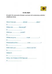 English worksheet: At the airport