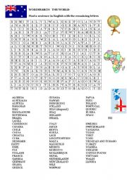 English Worksheet: WORDSEARCH THE WORLD