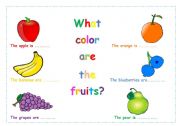 English worksheet: colours of fruits