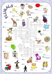 English Worksheet: Nouns in the plural + crossword