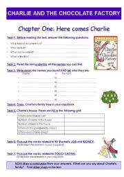 Reading + Activity worksheet : Charlie and the chocolate factory
