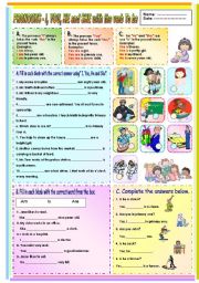 English Worksheet: Pronouns - I,you,he and she with the verb 