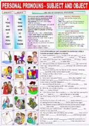 PERSONAL PRONOUNS - SUBJECT AND OBJECT