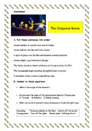 English worksheet: The Sympsons movie worksheet.