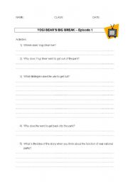 English Worksheet: Yogi Bears Big Break - Episode 1 