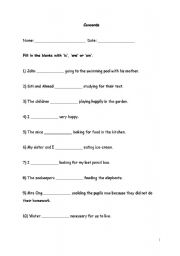 English Worksheet: concords
