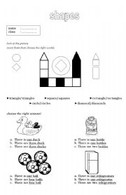 English Worksheet: shapes and singular-plural