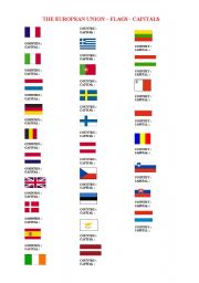 English Worksheet: THE EUROPEAN UNION FLAGS