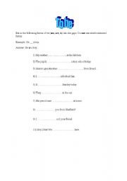 English worksheet: Forms of to be