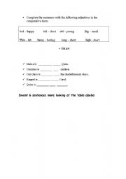 English Worksheet: Comparative