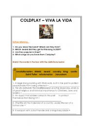 Coldplay - Viva la Vida [Song Class  worksheet]