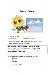 English Worksheet: VACATION/WEEKEND