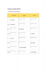 English Worksheet: to be forms