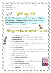 English Worksheet: CV writing