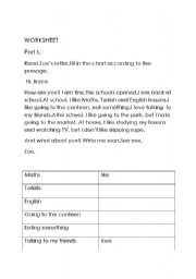 English Worksheet: likes and dislikes