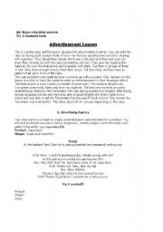 English Worksheet: My advertisement