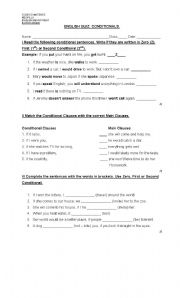 English worksheet: conditionals