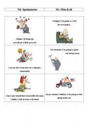 English Worksheet: Introducing difference going to and will future