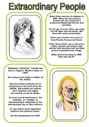 Extraordinary People 3 ...Helen Keller and Mohandas Mahatma Gandhi (2 pages)