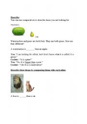 English worksheet: Describing things with comparatives