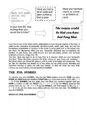 English Worksheet: feng shui