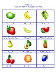 English Worksheet: FRUITS