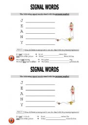 English worksheet: signal words, present perfect
