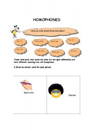 English Worksheet: homophones