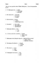 English Worksheet: Shakespeare