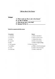 English worksheet: Lets talk about the future