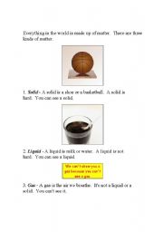 English worksheet: Solids,liquids, and gases