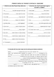 English Worksheet: present simple vs. present continuous