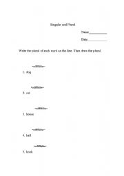 English Worksheet: Singular and Plural for beginners