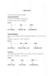 English worksheet: verb to be explanation