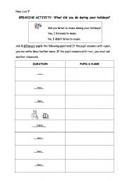 English Worksheet: Past Simple Tense - oral pairwork