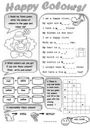 HAPPY COLOURS! - a worksheet for young learners to practise colours