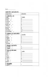 English worksheet: Ajectives and adverbs