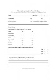 English worksheet: Doctor Office Form for Patient Intake Activity