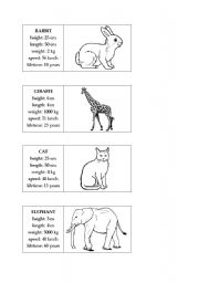 English Worksheet: Animals Activity Cards 2 - Comparative