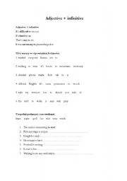 English worksheet: Adjective + infinitive