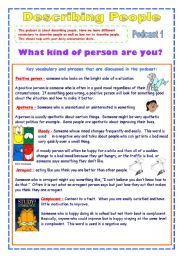 Describing People - Useful Personality Adjectives (2 pages)