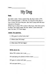 English Worksheet: My Dog