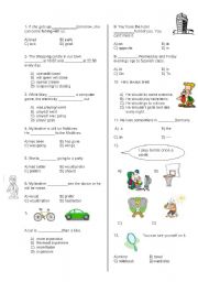English Worksheet: test for grade 8 Turkish students for sbs exam